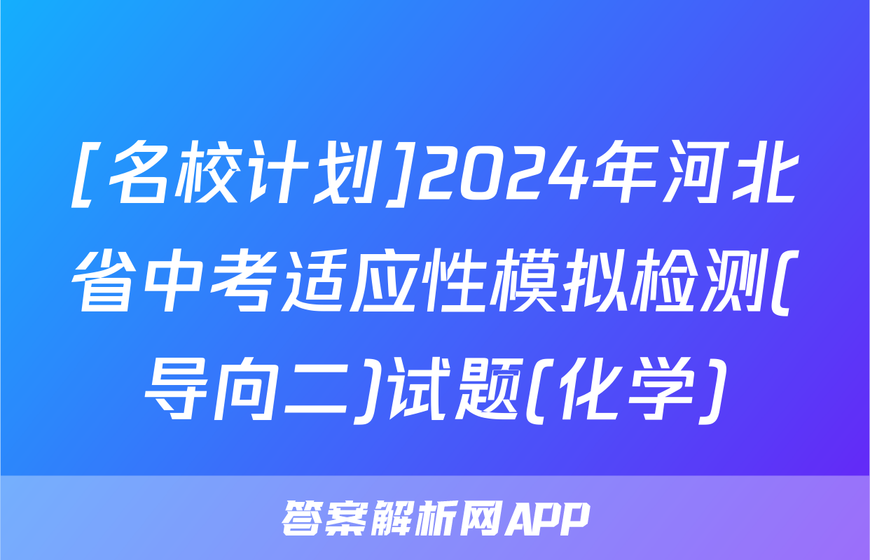 [名校计划]2024年河北省中考适应性模拟检测(导向二)试题(化学)