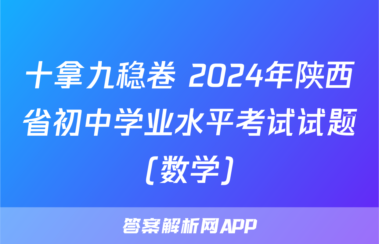 十拿九稳卷 2024年陕西省初中学业水平考试试题(数学)