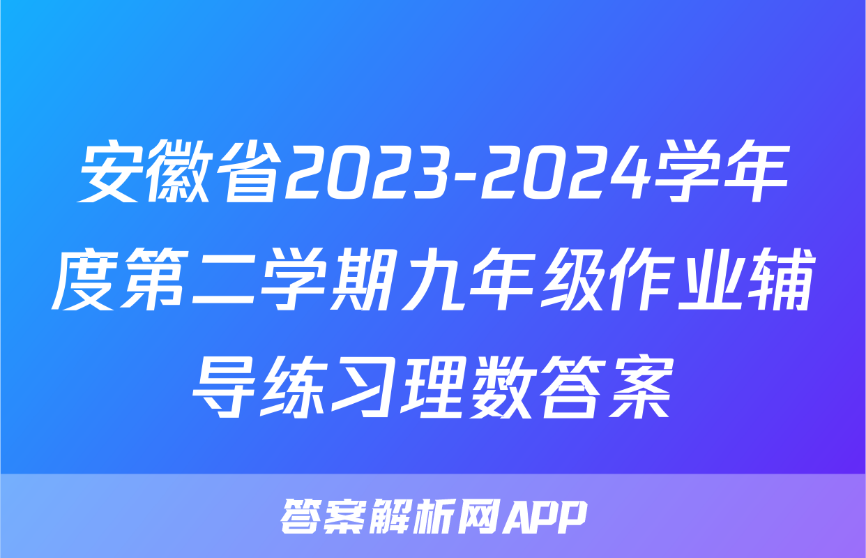 安徽省2023-2024学年度第二学期九年级作业辅导练习理数答案