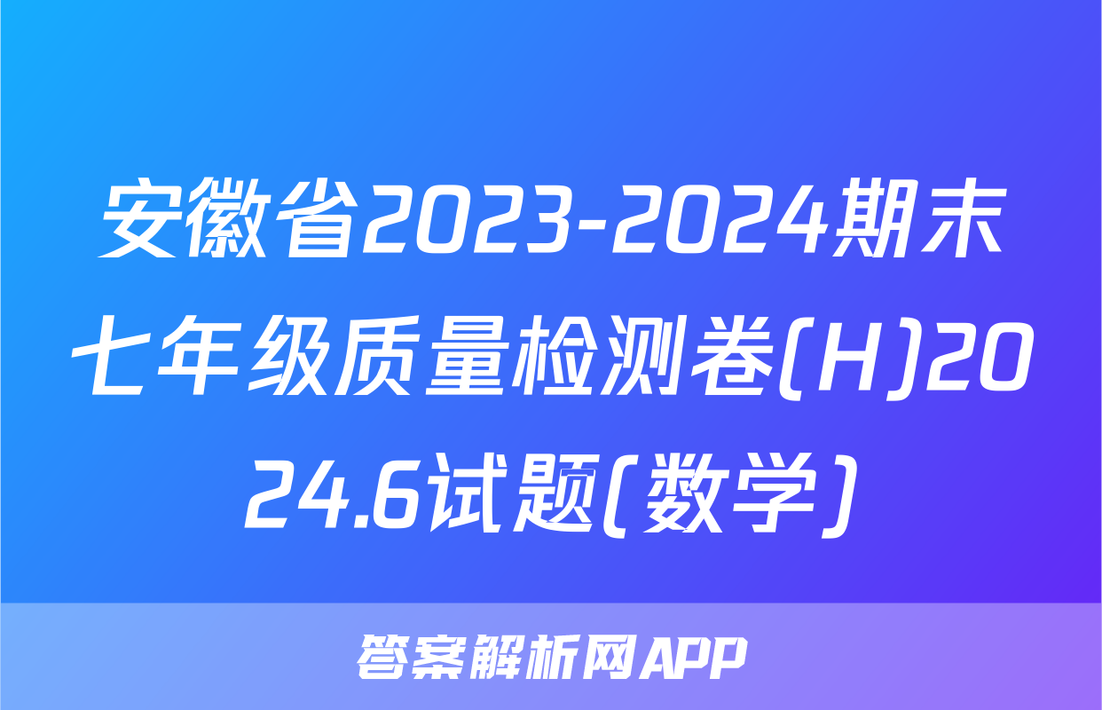 安徽省2023-2024期末七年级质量检测卷(H)2024.6试题(数学)