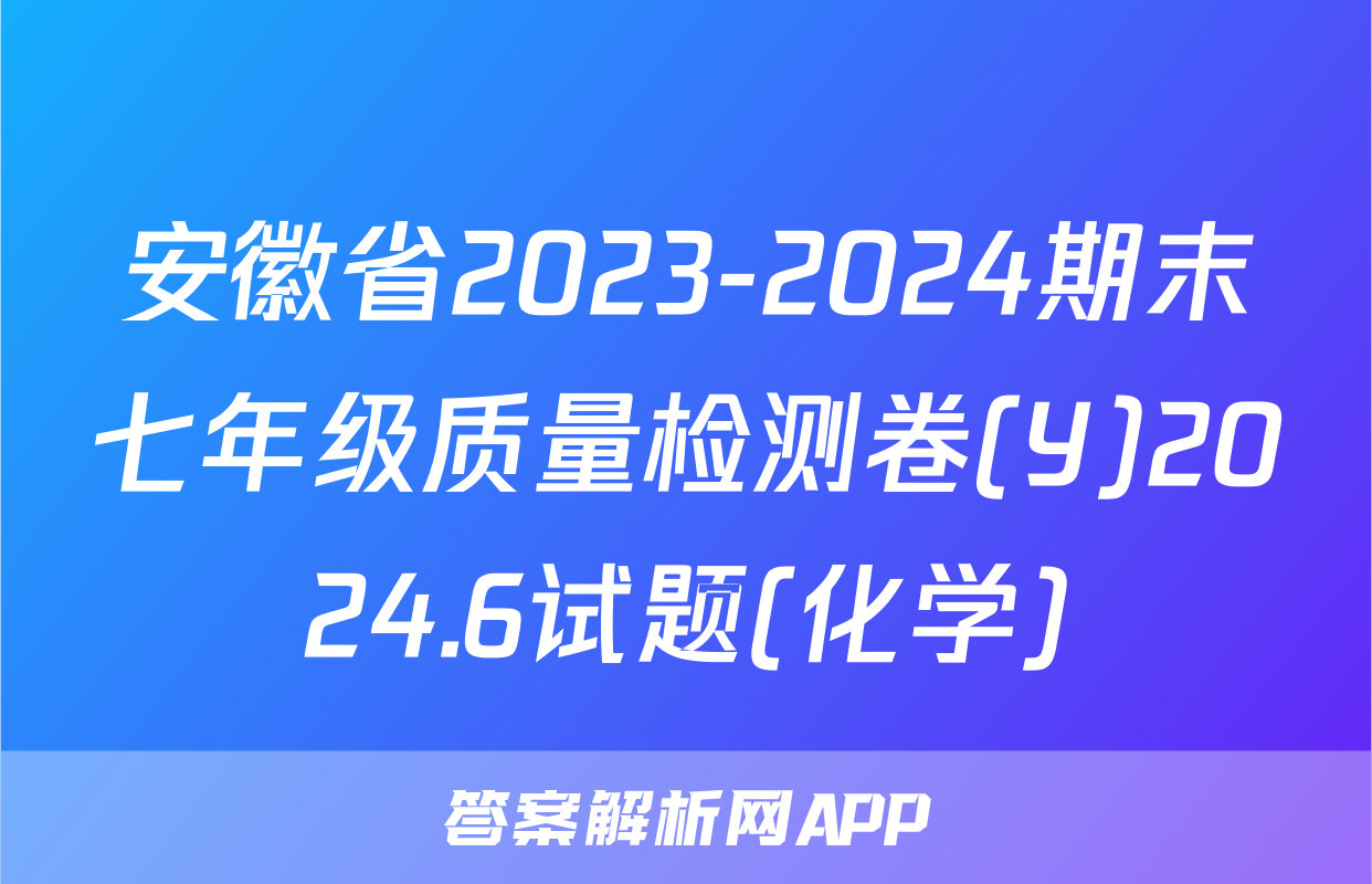 安徽省2023-2024期末七年级质量检测卷(Y)2024.6试题(化学)