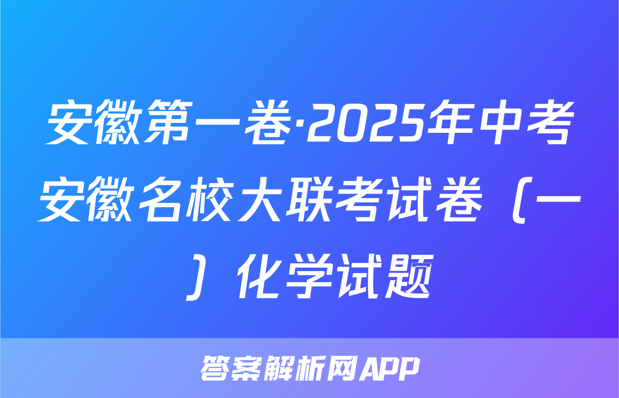 安徽第一卷·2025年中考安徽名校大联考试卷（一）化学试题
