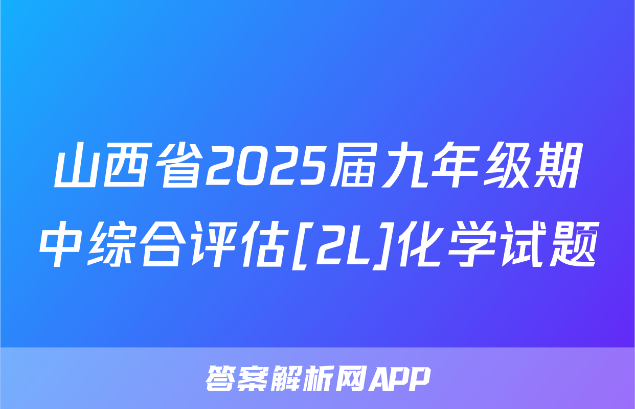 山西省2025届九年级期中综合评估[2L]化学试题
