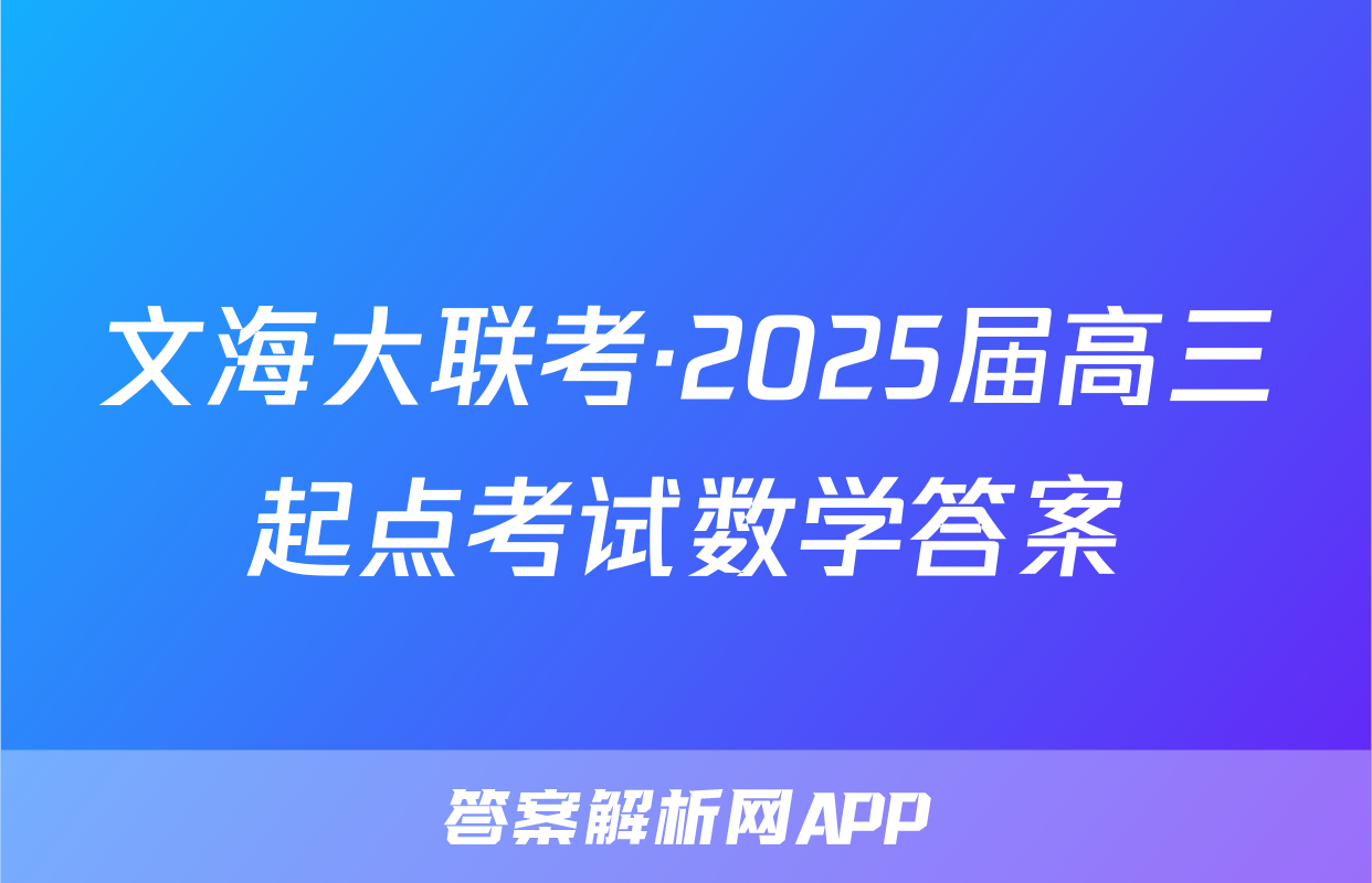 文海大联考·2025届高三起点考试数学答案