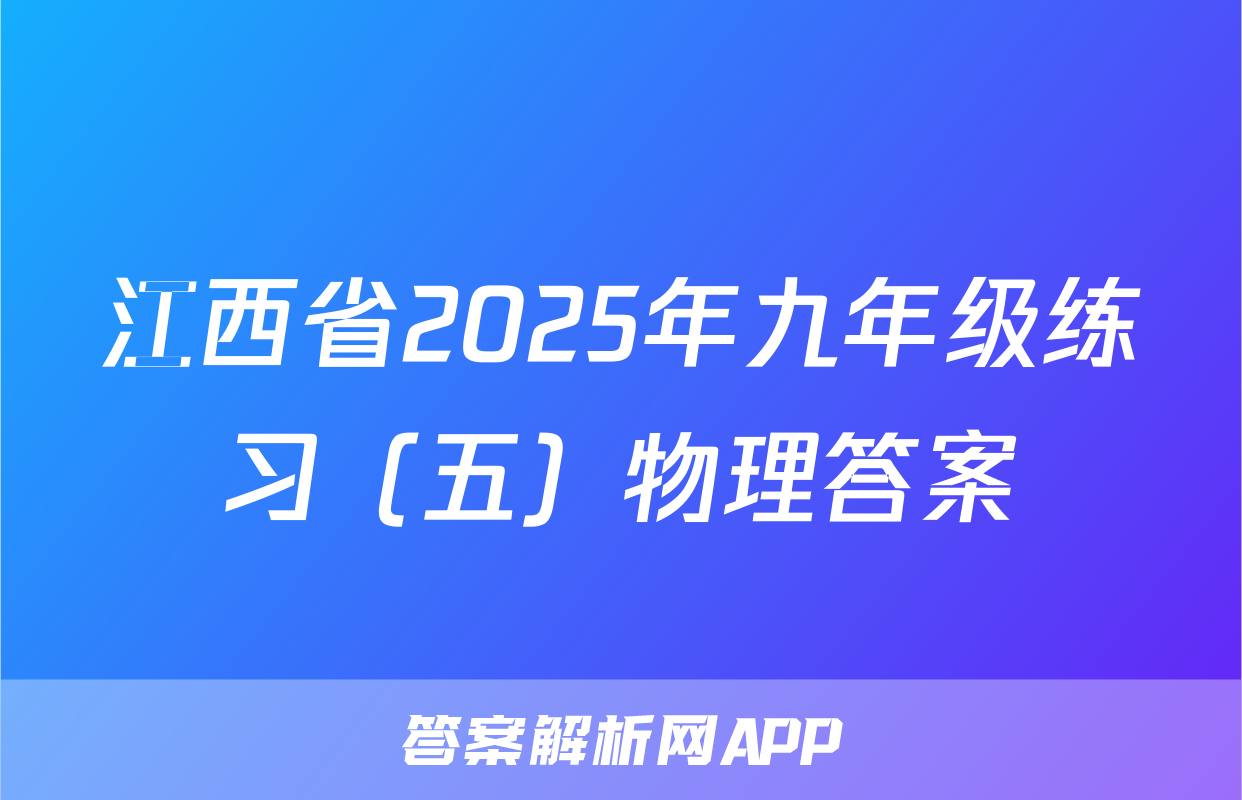 江西省2025年九年级练习（五）物理答案