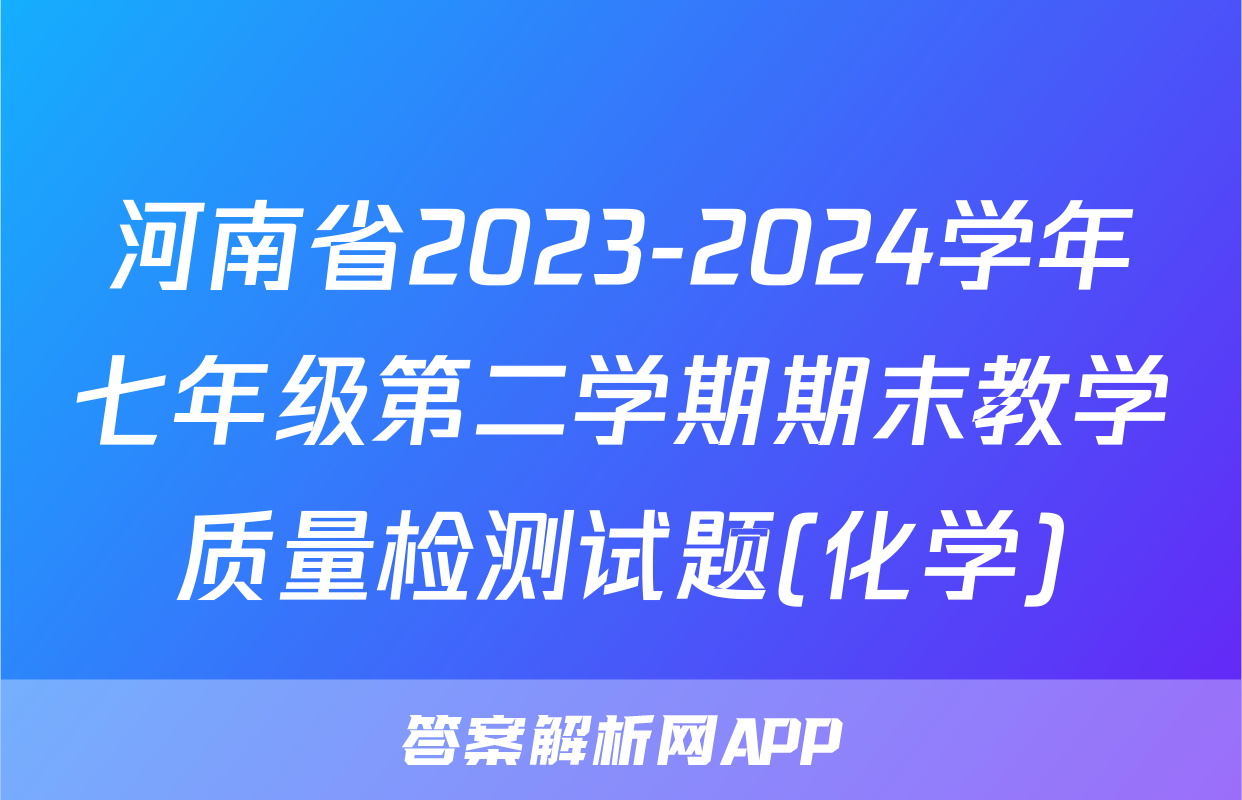 河南省2023-2024学年七年级第二学期期末教学质量检测试题(化学)