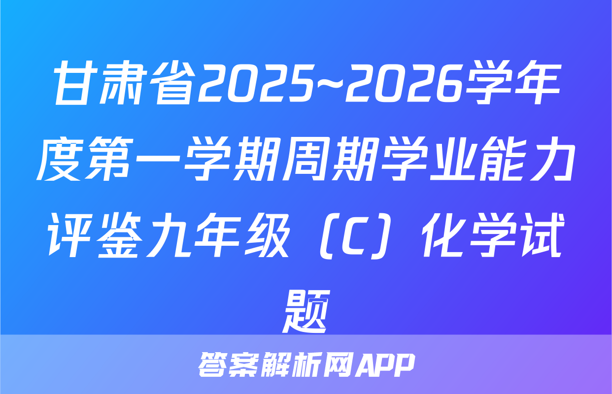 甘肃省2025~2026学年度第一学期周期学业能力评鉴九年级（C）化学试题