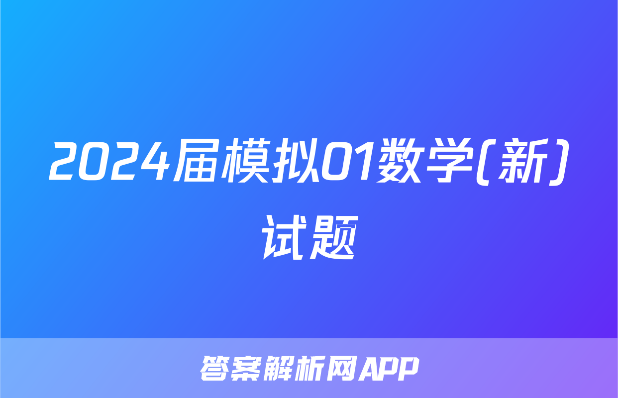 2024届模拟01数学(新)试题
