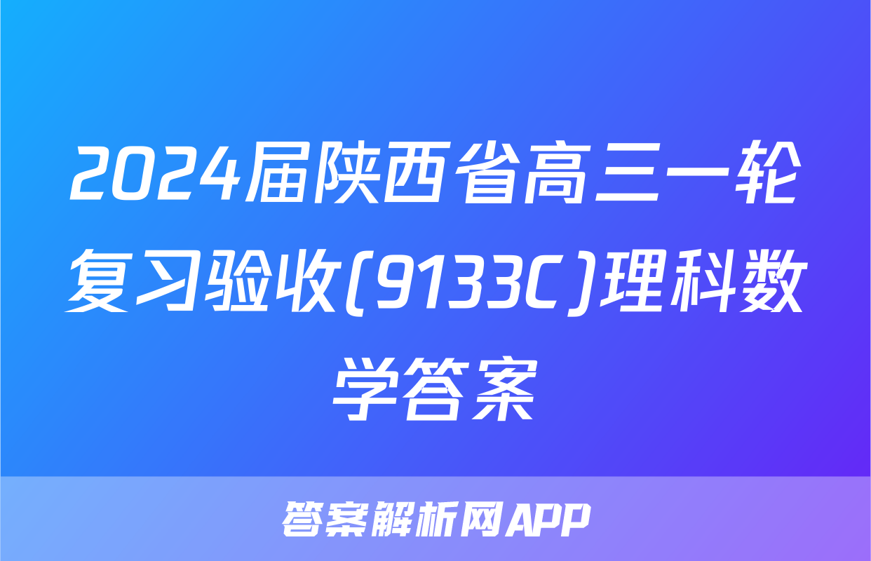 2024届陕西省高三一轮复习验收(9133C)理科数学答案