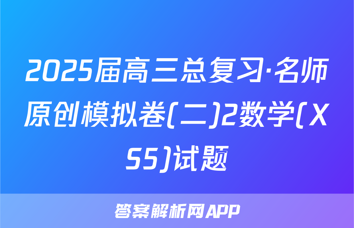 2025届高三总复习·名师原创模拟卷(二)2数学(XS5)试题