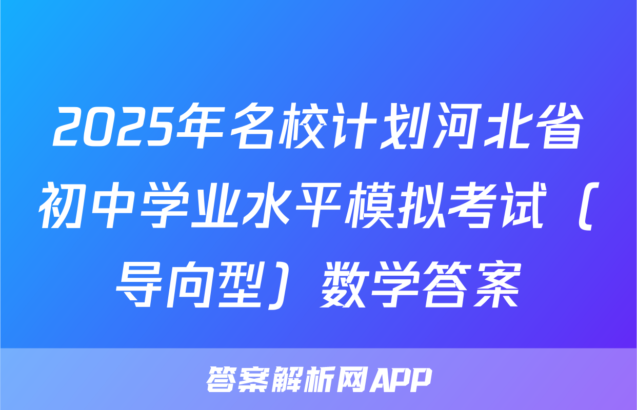 2025年名校计划河北省初中学业水平模拟考试（导向型）数学答案