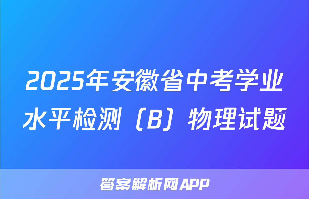2025年安徽省中考学业水平检测（B）物理试题