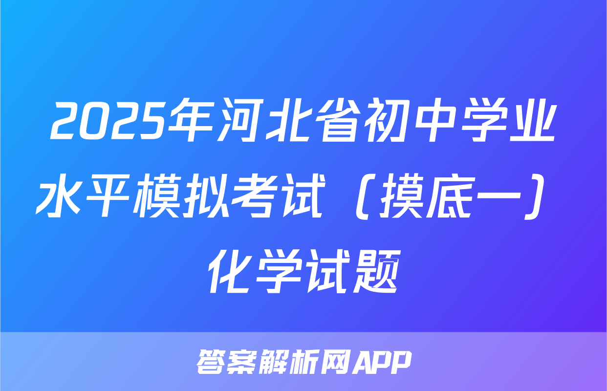 2025年河北省初中学业水平模拟考试（摸底一）化学试题