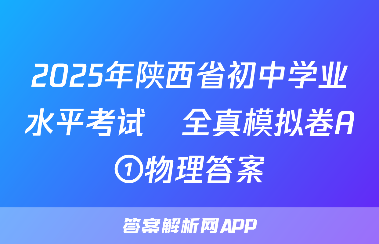 2025年陕西省初中学业水平考试•全真模拟卷A①物理答案