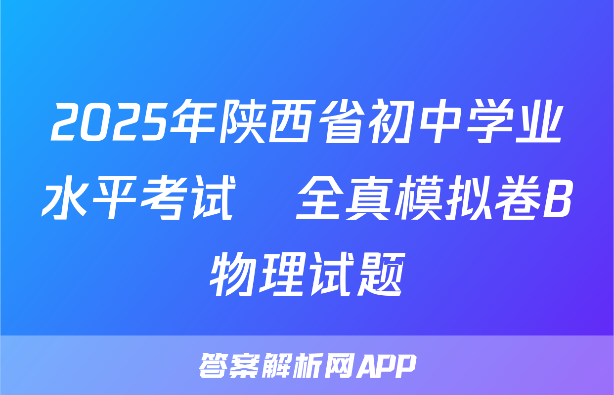 2025年陕西省初中学业水平考试•全真模拟卷B物理试题